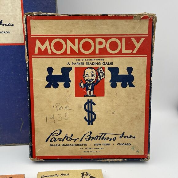 Vintage 1940s Monopoly Original Board Game Wooden Pieces Money Cards Rules - Picture 2 of 16
